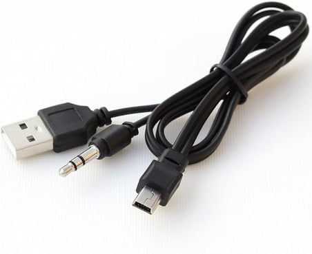 2751 Mini USB Şarj ve 3.5mm Aux Ses Birleştirici Kablo Mp3 Mp4 Radyo Hoparlör 45cm