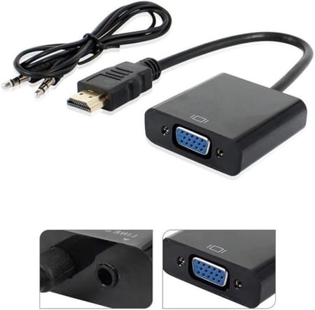 HDMI To VGA Ses Destekli Dönüştürücü Kablo Çevirici Adaptör 4488