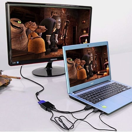 HDMI To VGA Ses Destekli Dönüştürücü Kablo Çevirici Adaptör 4488