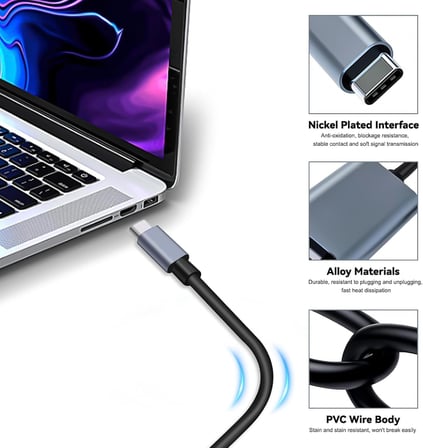 HDMI Çevirici USB C HDMI 4K 60Hz HDMI, 200cm USB C HDMI Adaptör USB C HDMI Uyumlu Thunderbolt Type-C to HDMI 2 Metre Kablo Uzunluğu ZR854