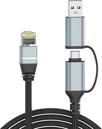 USB C - Ethernet Kablosu 10 FT, Tip C - RJ45 LAN Kablosu, Gigabit Ağ İnternet Adaptörü, Doğrudan Bağlı, Thunderbolt 4/3 MacBook Air/Pro, XPS, iPhone 15 Serisi, Galaxy S24 ile Uyumlu