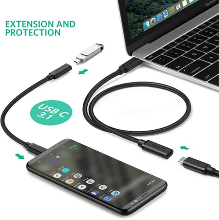 MT01925 Thunderbolt 3 Type-C Erkek to Type-C Dişi Uzatma Kablosu 50 cm
