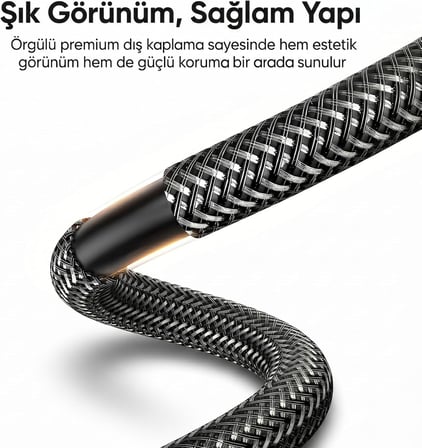 4K HDMI Kablosu (10 METRE) - Yüksek Hızlı Görüntü ve Ses İletimi - UHD Görüntü Aktarımı - Örgülü Kablo ve Metal Başlıklı - TV, Monitör, PS, Xbox, Projektör Uyumlu