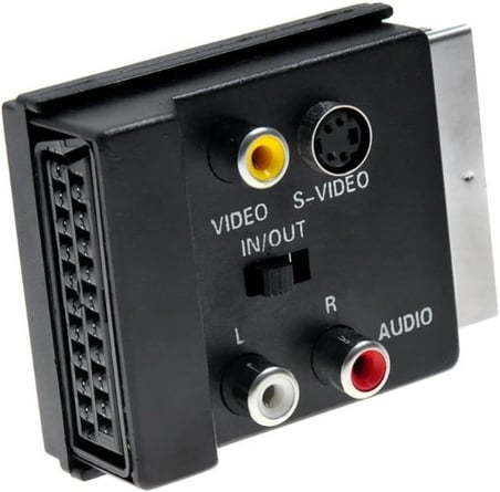 Ayarlanabilir AV Adaptörü (SCART, 3 x Cinch Soketi, S-Video Soketi) Siyah renk, Scart To Rca Tos Av Skart Çevirici Dönüştürücü S-video Adaptör