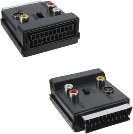 Ayarlanabilir AV Adaptörü (SCART, 3 x Cinch Soketi, S-Video Soketi) Siyah renk, Scart To Rca Tos Av Skart Çevirici Dönüştürücü S-video Adaptör