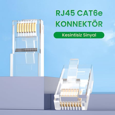 Cat6e RJ45 Jack 8P8C Ethernet Konnektörü Altın Kaplama 102 Adet