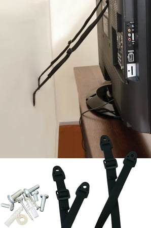Lcd Led TV Askısı Dolap Gardırop Büfe Kitaplık Sabitleme Bebek Çoçuk Kedi Köpek Koruma Deprem Güvenlik Kemeri (1 Takım 2 Kemer)