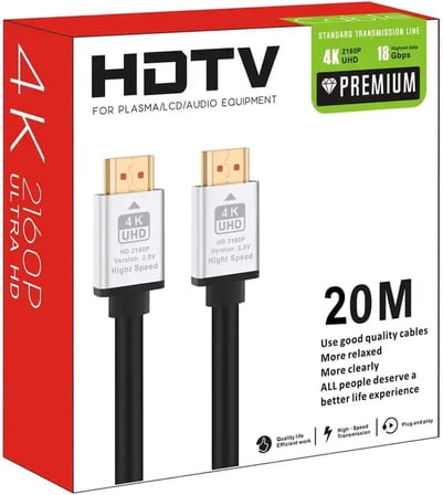 Hdmi Kablo 4K HDTV 2160P 18Gbps Premium Altın Kaplama Uç Yüksek Hızlı Aktarım Plasma Lcd Pc Ses Ekipmanları 20 Metre (20 Metre)