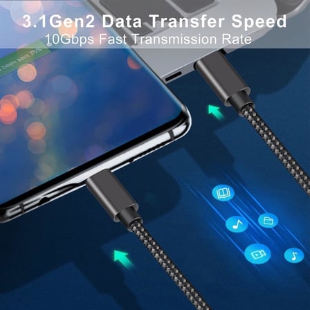 Force 100W Type-C to Type-C USB 3.1 Gen2 10 Gbps 4k@60hz Hızlı Şarj Data ve Görüntü Aktarım Kablosu Örgülü GN (50 cm)