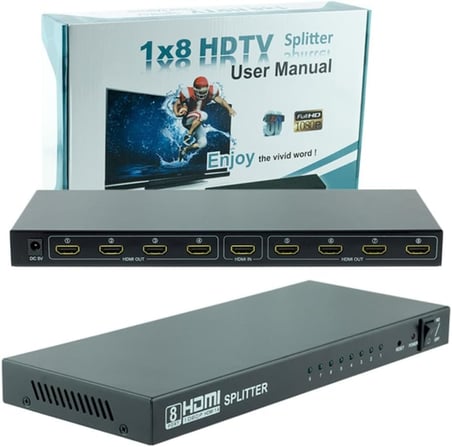 1 Giriş 8 Çıkış Port 1080P FHD HDMI Dağıtıcı Splitter (8li Çoklayıcı)