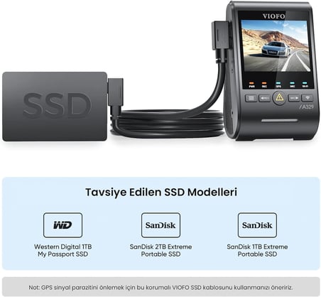 Viofo A329 İçin Type-C SSD Data Kablosu 1.8 Metre
