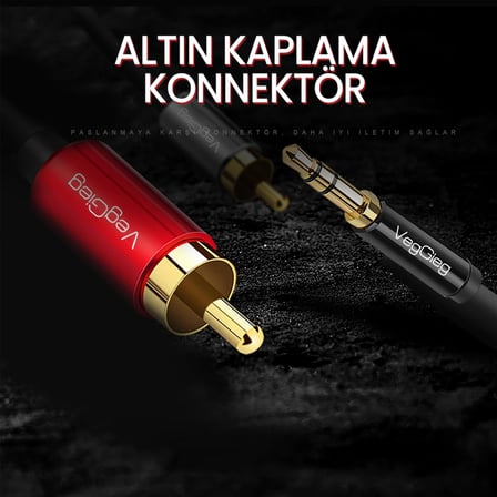 3.5mm AUX to 2 RCA Ses Kablosu 2 Metre