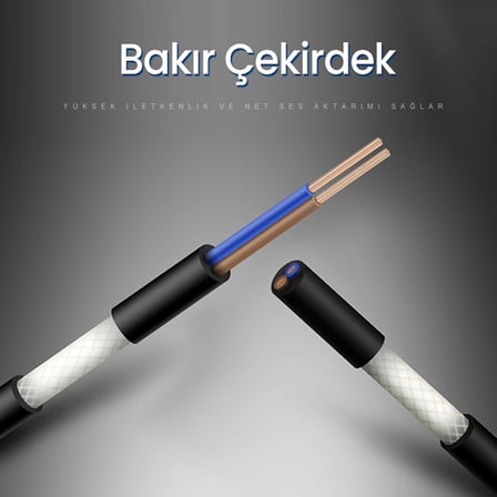 3.5mm AUX to 2 RCA Ses Kablosu 2 Metre