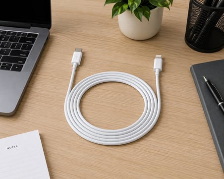 Type-C to Lightning Şarj Kablosu 3 Metre Hızlı Şarj ve USB Veri Aktarım Kablosu, High Speed Charging Destekli Uzun Kablo, USB Charging Energy Saving Data Sync Kablo | ZR938