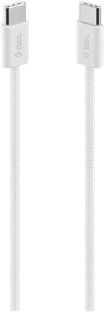 USB-C - USB-C 100cm 60W PD Örgü Hızlı Şarj/Data Kablosu Beyaz