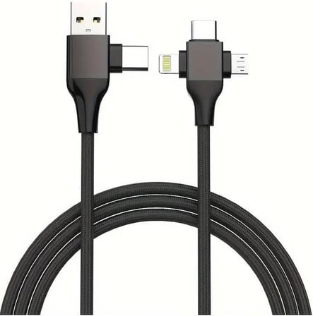 STORE USB Type-C 5'i 1 Arada Çoklu Hızlı Şarj Kablosu Lightning Micro Usb 1m Siyah