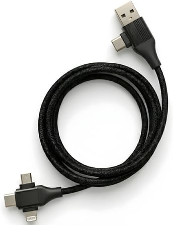 STORE USB Type-C 5'i 1 Arada Çoklu Hızlı Şarj Kablosu Lightning Micro Usb 1m Siyah