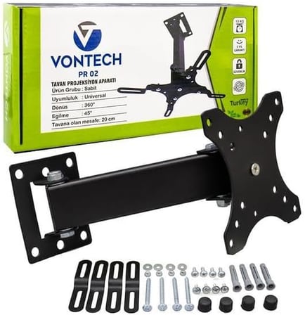 Vontech PR-02 20 Cm 360° Teleskopik Tavan Projeksiyon Askı Aparatı