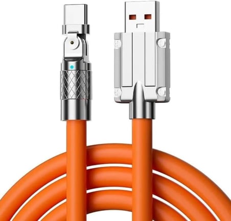 A6016 Usb To Type C Hızlı Şarj Data Kablosu Çevirici Dönüştürücü Adaptör 180° Döner 120W - 2M