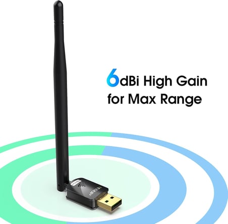 PC için USB WiFi adaptörü, masaüstü dongle High Gain 6dBi anten desteği, masaüstü dizüstü bilgisayar desteği, Windows 10/8/7/XP/Vista, MAC 10.6-10.11 ile uyumlu
