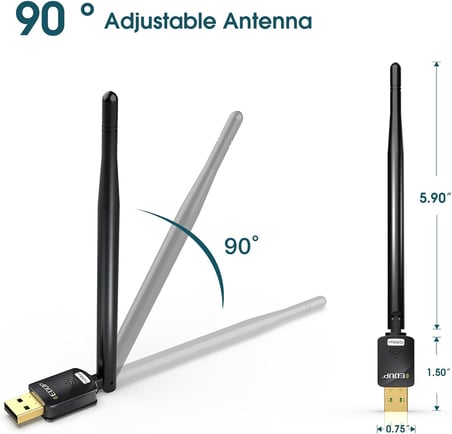 PC için USB WiFi adaptörü, masaüstü dongle High Gain 6dBi anten desteği, masaüstü dizüstü bilgisayar desteği, Windows 10/8/7/XP/Vista, MAC 10.6-10.11 ile uyumlu