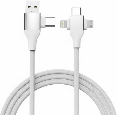 STORE USB Type-C 5'i 1 Arada Çoklu Hızlı Şarj Kablosu Lightning Micro Usb 1m Beyaz