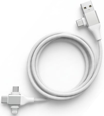 STORE USB Type-C 5'i 1 Arada Çoklu Hızlı Şarj Kablosu Lightning Micro Usb 1m Beyaz