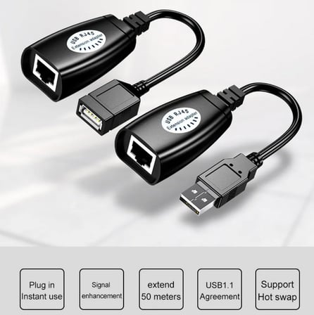 Usb Extrender, 50 Metre Rj45, Usb Uzatma Kablosu, Cat5 – Cat6 uyumlu