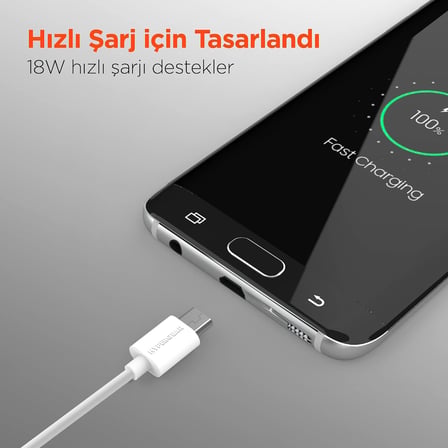 Micro USB Şarj ve Senkronizasyon Kablosu, Beyaz