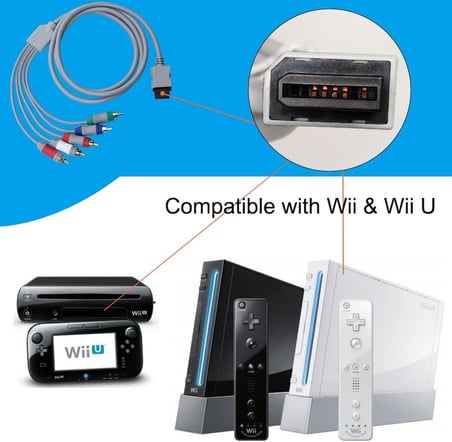 Wii U Multi Out 5RCA 480P HD Ses Video Kablosu 6 Ayaklar için Wii için Bileşen Kablosu