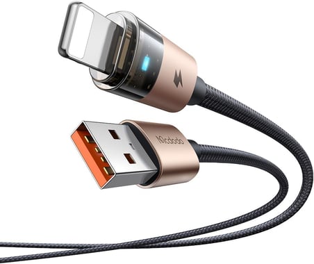 CA-6911 3A Işıklı Usb iPhone Şarj Data Kablosu 1.2m Siyah