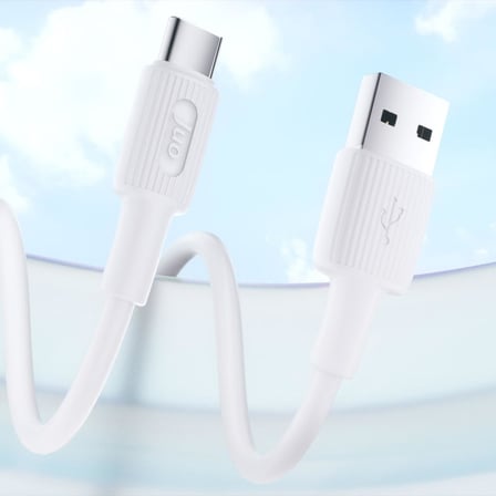12W USB-A to Type-C Silikon Hızlı Şarj ve Data Kablosu Beyaz 1 Metre