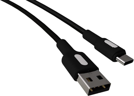 Coral USB A-C Hızlı Şarj Kablosu, Siyah Kablo, Beyaz/Siyah Uçlar (150 CM)