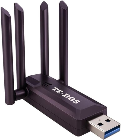 USB 3.0 Çift Bant WiFi Adaptörü 1200 Mbps 4 Antenli Yüksek Çekim Gücü 2.4GHz 5GHz Driver Gerektirmez Masaüstü ve Dizüstü Bilgisayar İçin Kablosuz Ağ Kartı | TE-DOS TD-B701