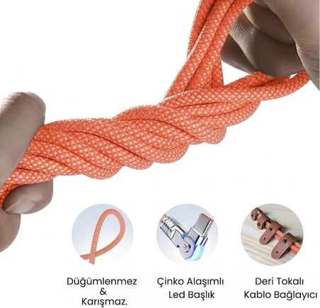 A6017 Type C To Type C Hızlı Şarj Data Kablosu Çevirici Dönüştürücü Adaptör 180° Döner 120W - 1M