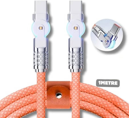 A6017 Type C To Type C Hızlı Şarj Data Kablosu Çevirici Dönüştürücü Adaptör 180° Döner 120W - 1M