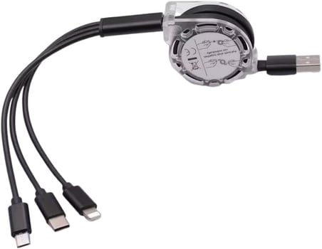 0260 Usb To Type-C Micro Usb Lightning Çoklu Şarj Kablosu Universal Makaralı 3'ü 1 Arada