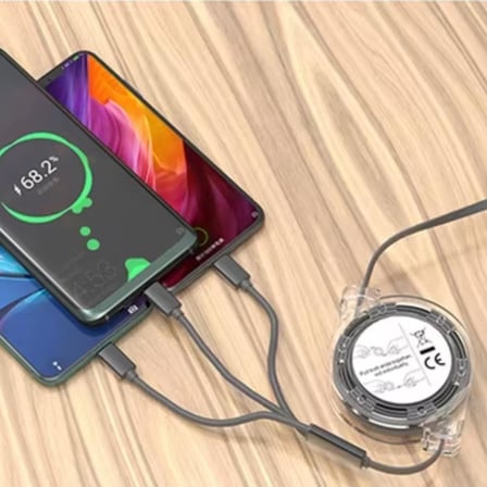 0260 Usb To Type-C Micro Usb Lightning Çoklu Şarj Kablosu Universal Makaralı 3'ü 1 Arada