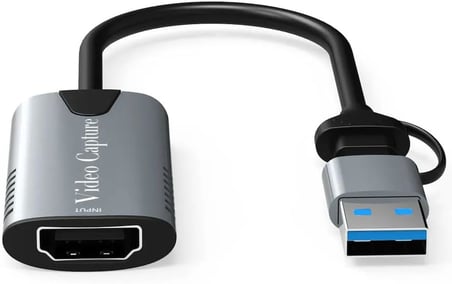 Type-c To Usb 2in1 Video Capture Yakalama Kartı Uçlu HDMI to Type-C PC Bilgisayar Video Adaptör Çevirici (HDMI aktarma için Kullanılmaz)