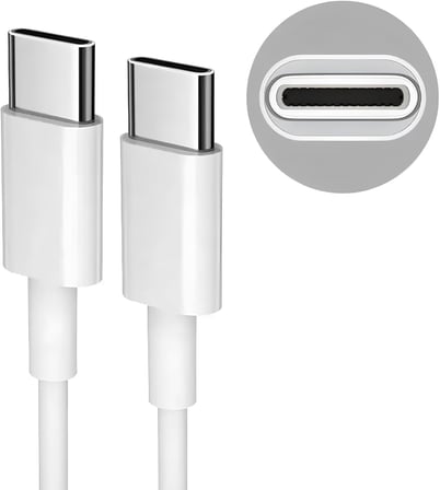 Type C to Type C Hızlı Şarj ve Data Transfer Özellikli Şarj Kablosu, 60 W Çift Taraflı USB C Kablo, Yüksek Kaliteli Malzeme 1 Metre/Beyaz