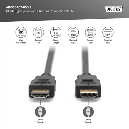 5m Yüksek Hızlı HDMI with Ethernet Bağlantı Kablosu AK-330107-050-S