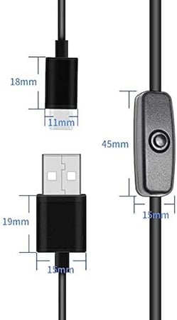 Raspberry Pi 4 Type C 5V 3A On-Off Anahtarlı Güç Kablosu - 1 Metre