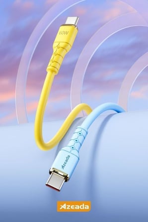 Azeada Linshion Serisi 60W Type-C to Type-C Hızlı Şarj ve Data Kablosu 1m Sarı AZ-B07AS (Sarı - Silikonlu, Type-C to Type-C)
