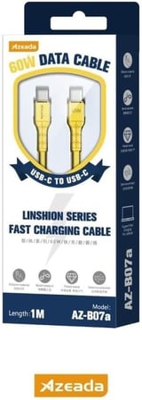 Azeada Linshion Serisi 60W Type-C to Type-C Hızlı Şarj ve Data Kablosu 1m Sarı AZ-B07AS (Sarı - Silikonlu, Type-C to Type-C)