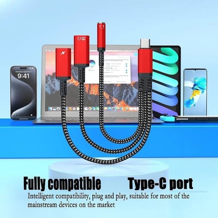 STORE Type-C 3 in 1 ses adaptör kablosu 60W hızlı şarj tipi C erkek çift tip C 3.5MM kadın dönüştürücü kablosu kulaklık jakı Dongle kablosu