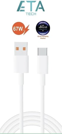 Eta Tech ETA67T Type-C To USB-A, PD, 67 Watt, 6 Amper, 1 Metre, Şarj Data Kablosu