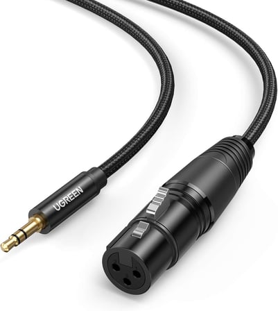 3.5mm to XLR Mikrofon Ses Kablosu Örgülü 1 Metre
