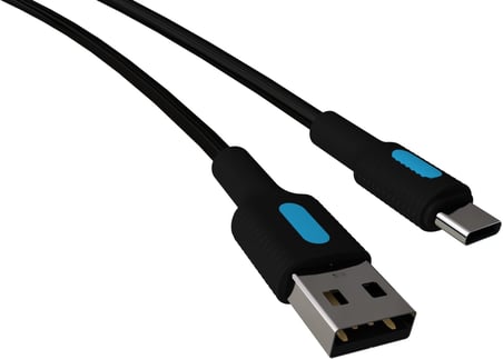 Coral USB A-C Hızlı Şarj Kablosu (Siyah + Mavi/Siyah Uç) (120 CM)