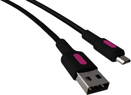 Coral Micro USB Hızlı Şarj Kablosu (Siyah + Fuşya/Siyah Uç) (150 CM)