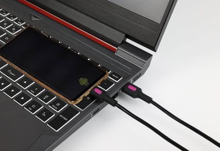 Coral Micro USB Hızlı Şarj Kablosu (Siyah + Fuşya/Siyah Uç) (150 CM)